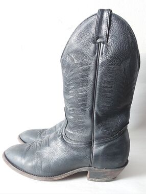Vintage Boulet Men Western Festival Black Leather Boho Cowboy Boots Size 9.5 E